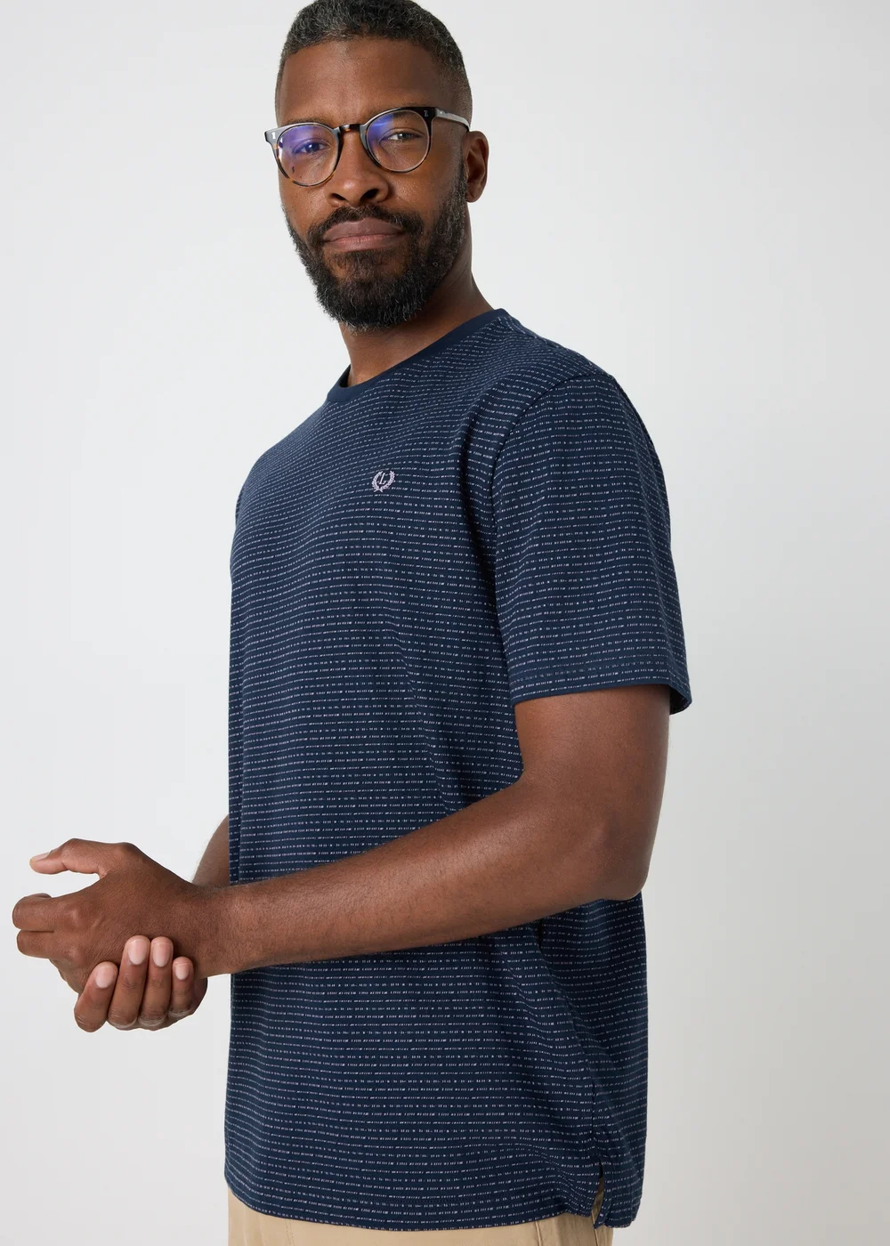 Lincoln Blue Textured Stripe T-Shirt - S Image 1
