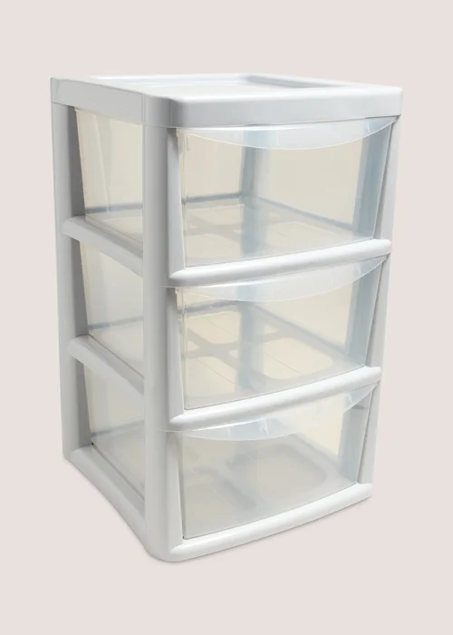 Grey Large Plastic Drawer Tower Image 1