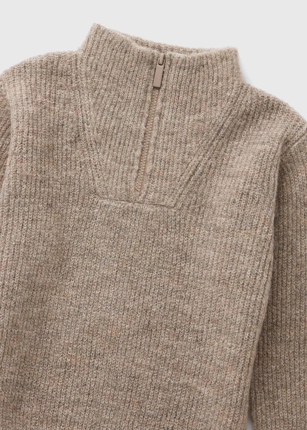 Boys Oatmeal Ribbed 1/4 Zip Jumper (1-7yrs) - 1-1.5 Yrs Image 2