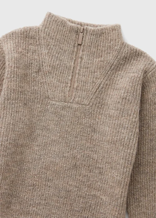 Boys Oatmeal Ribbed 1/4 Zip Jumper (1-7yrs) - 1-1.5 Yrs Image 2