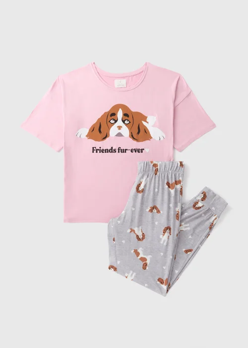 Pink Dog Print Top & Bottom Pyjama Set - Extra small Image 4