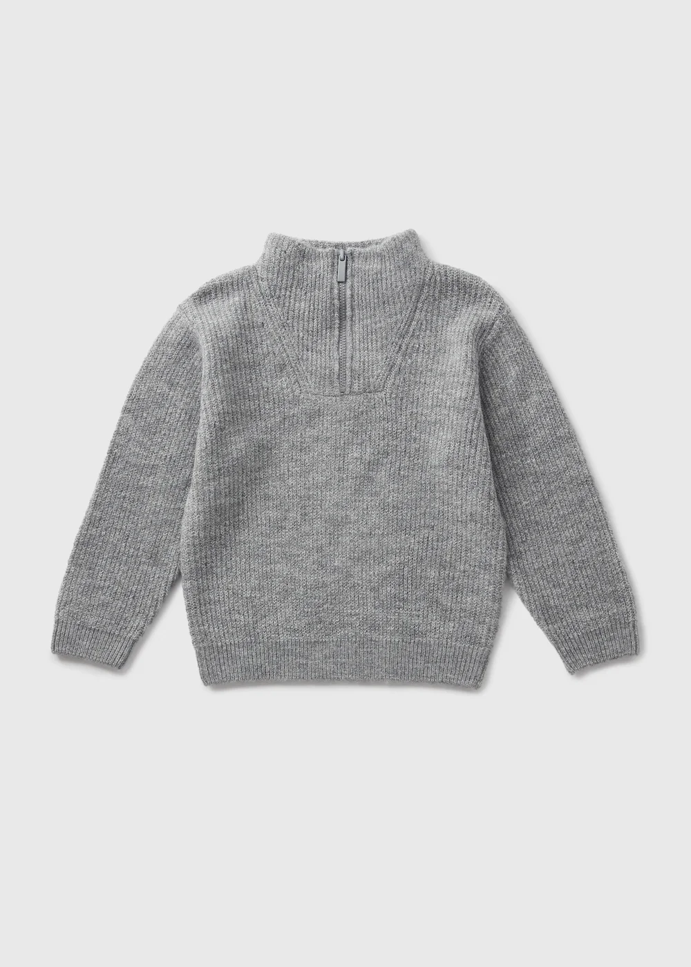 Boys Grey Ribbed 1/4 Zip Jumper (1-7yrs) - 1-1.5 Yrs Image 1
