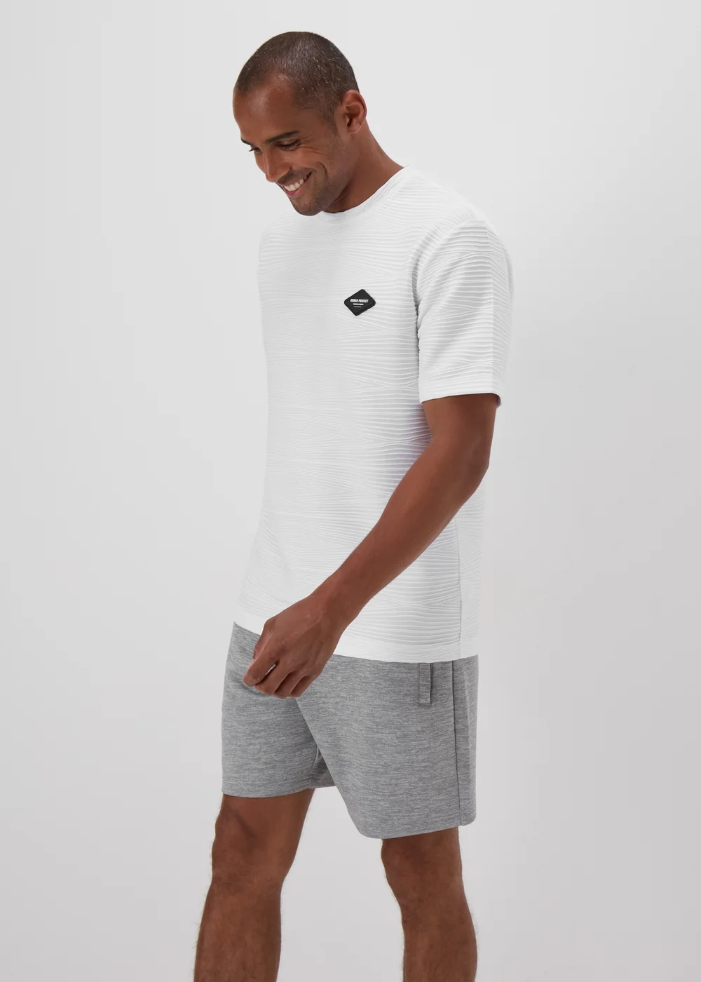 US Athletic White Textured Badge T-Shirt - XS Image 1