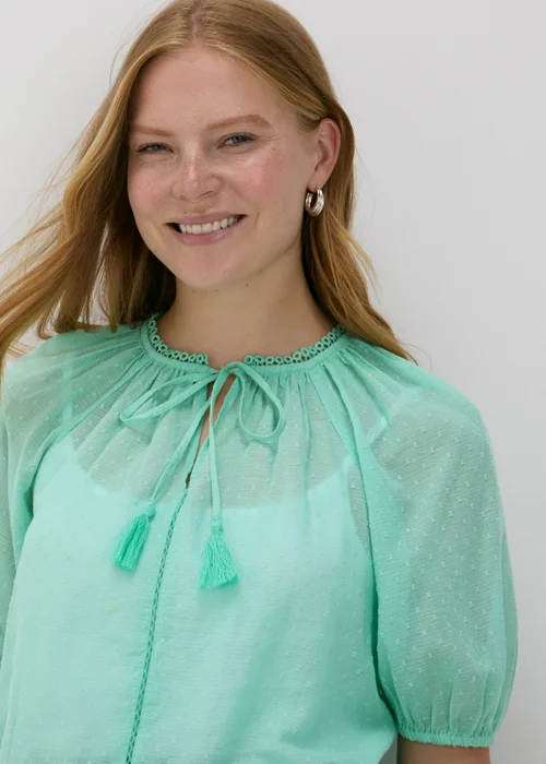 Turquoise Dobby Boho Blouse - 8 Image 3