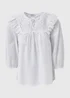 White Frill Embroidery Blouse - Size 8 Image 5