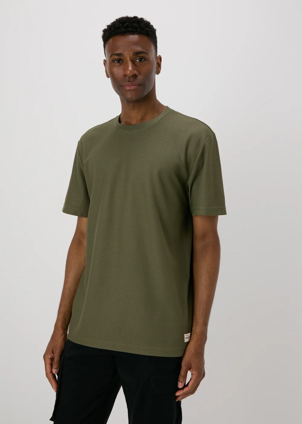 Khaki Textured T-Shirt - S Image 1