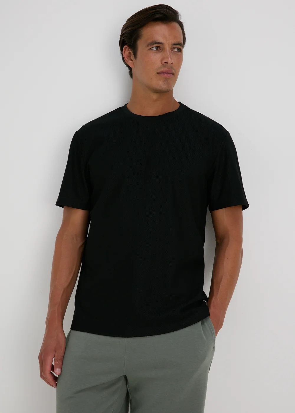 Black Textured T-Shirt - S Image 1