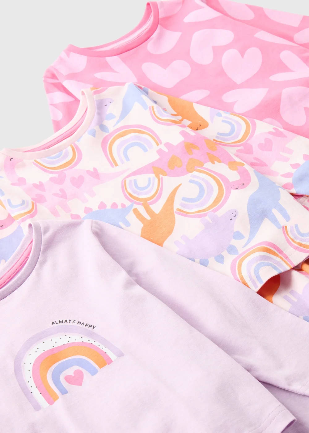 Girls 3 Pack Pink Dino Pyjama Set (1-7yrs) - 1 half year to 2 Image 2