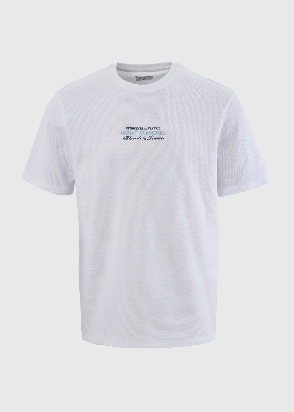 White Embroidered Textured T-Shirt - S Image 5