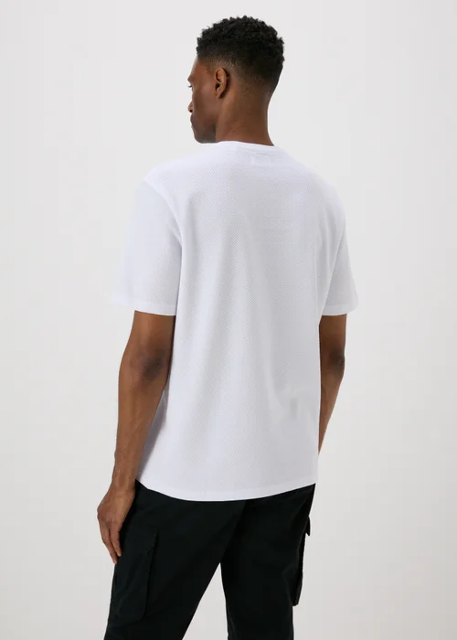 White Embroidered Textured T-Shirt - S Image 2