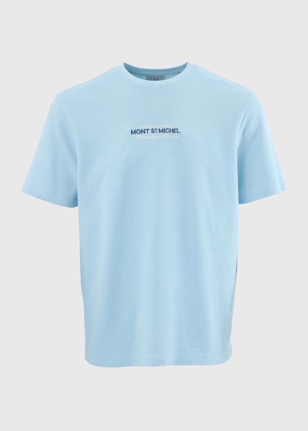 Blue Textured Embroidered T-Shirt - S Image 5
