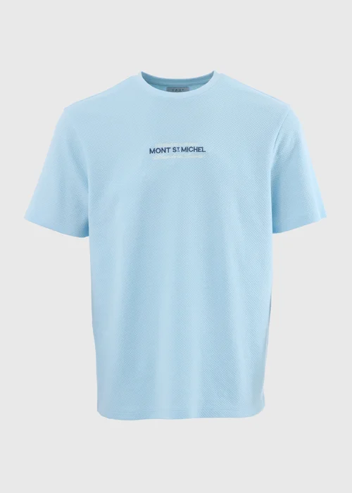 Blue Textured Embroidered T-Shirt - S Image 5