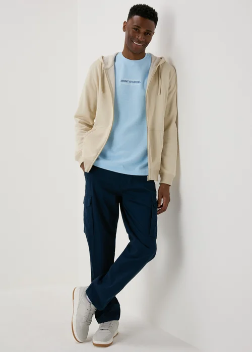 Blue Textured Embroidered T-Shirt - S Image 4