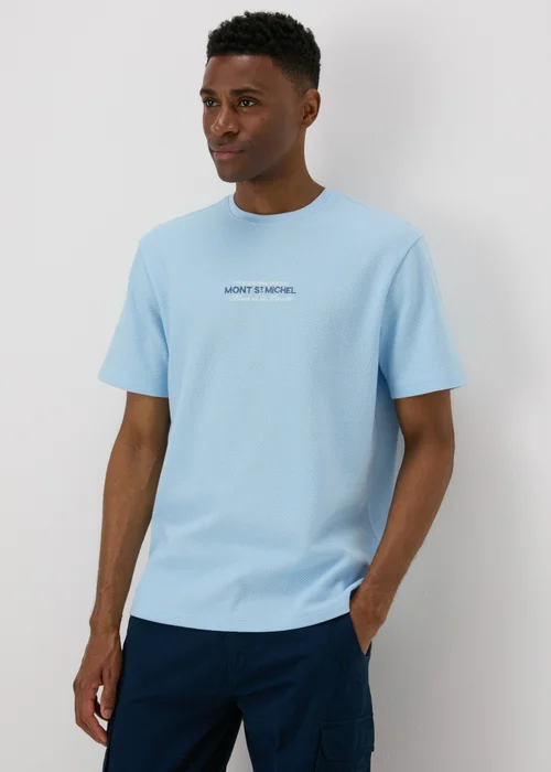 Blue Textured Embroidered T-Shirt - S Image 1