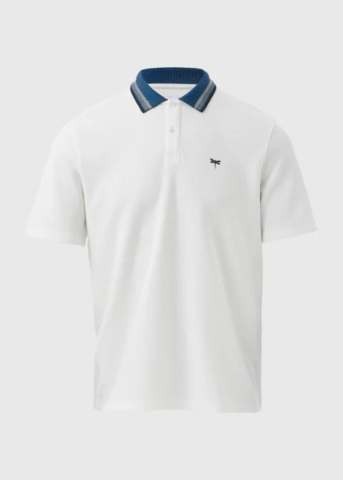 White Textured Stripe Collar T-Shirt - S Image 5