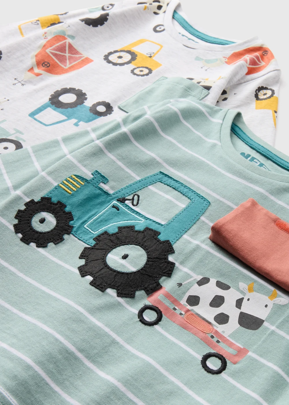 Boys 2 Pack Oatmeal Tractor Pyjama Sets (1-7yrs) - Age 2 - 3 Years Image 2