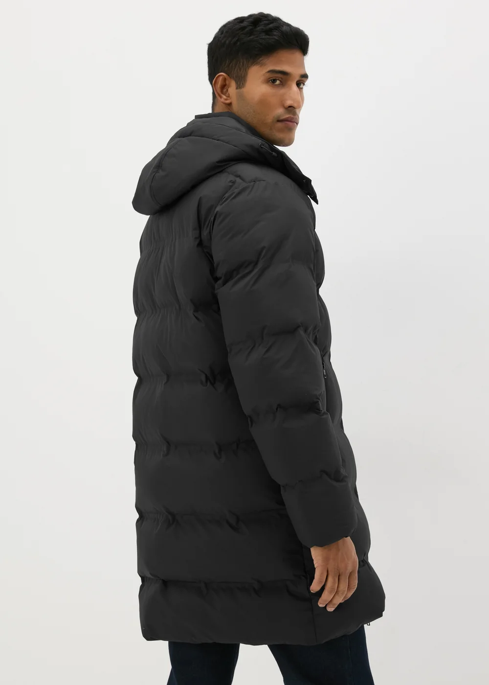Black Longline Puffer Coat - S Image 2