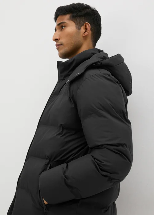 Black Longline Puffer Coat - S Image 1