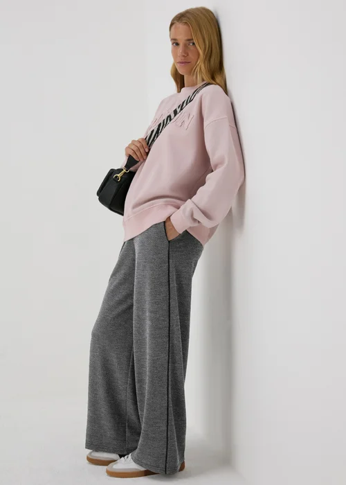 Grey Textured Straight Leg Jogging Bottoms - 8 Image 4