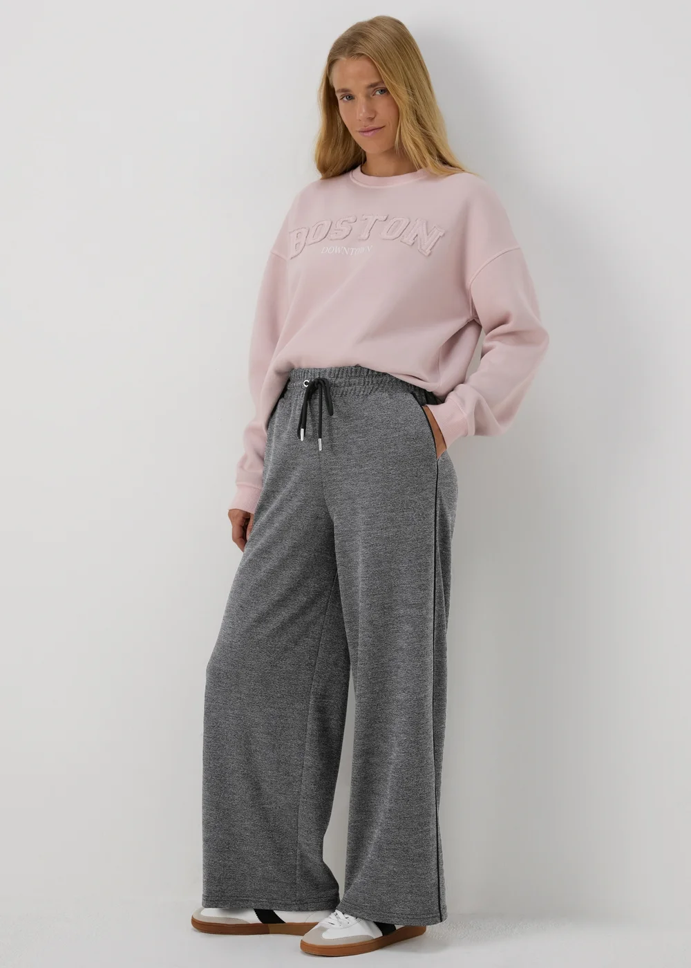 Grey Textured Straight Leg Jogging Bottoms - 8 Image 1