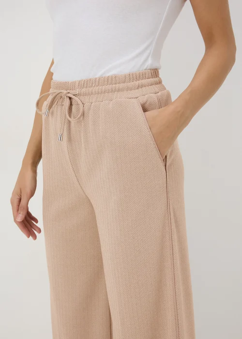 Beige Textured Straight Leg Jogging Bottoms - 8 Image 3