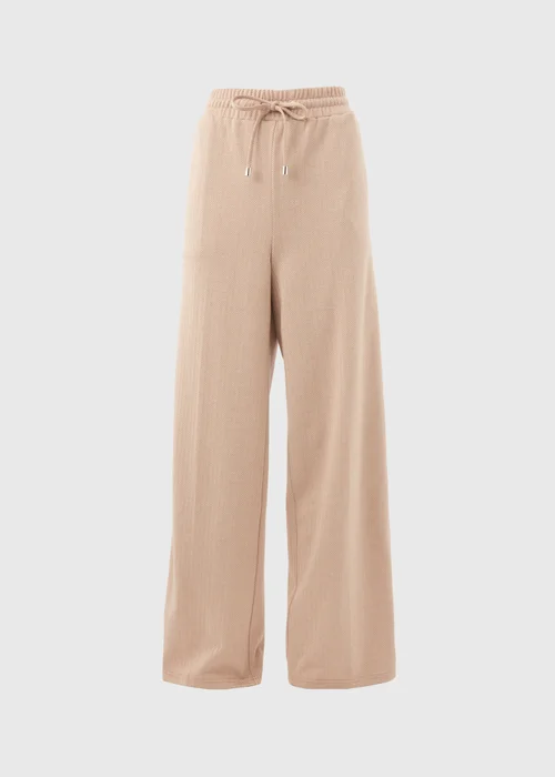 Beige Textured Straight Leg Jogging Bottoms - 8 Image 5