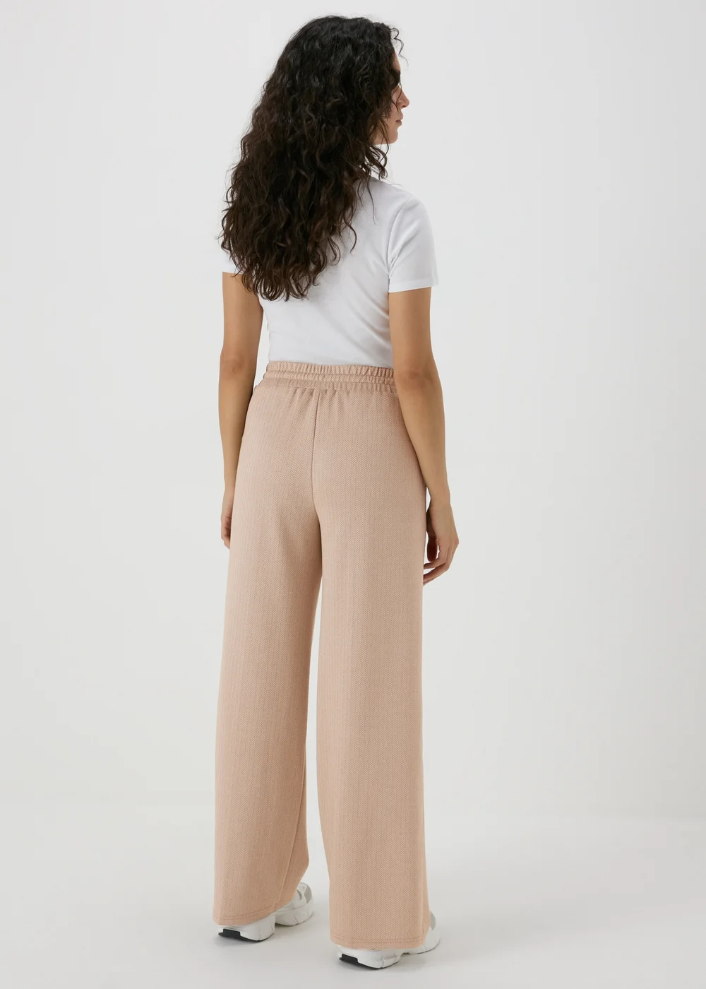 Beige Textured Straight Leg Jogging Bottoms - 8 Image 2