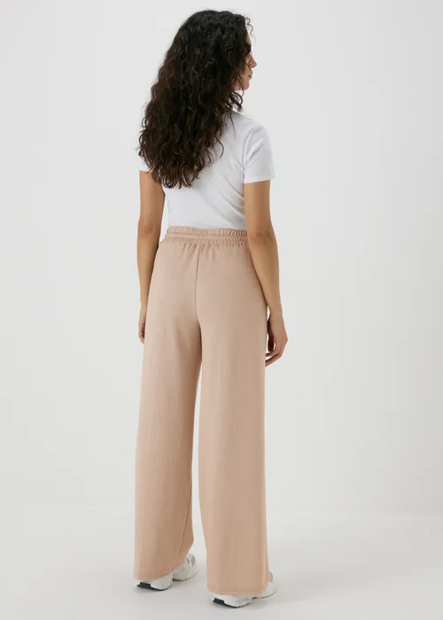 Beige Textured Straight Leg Jogging Bottoms - 8 Image 2