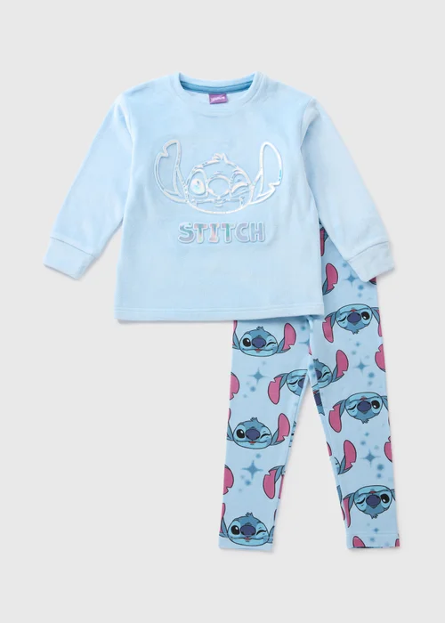 Disney Kids Blue Stitch Fleece Top & Bottom Pyjama Set (3-13yrs) - Age 3 Years Image 1
