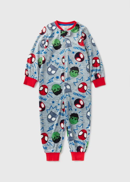 Marvel Kids Grey Spidey & Friends Onesie (1-7yrs) - 1 half year to 2 Image 1