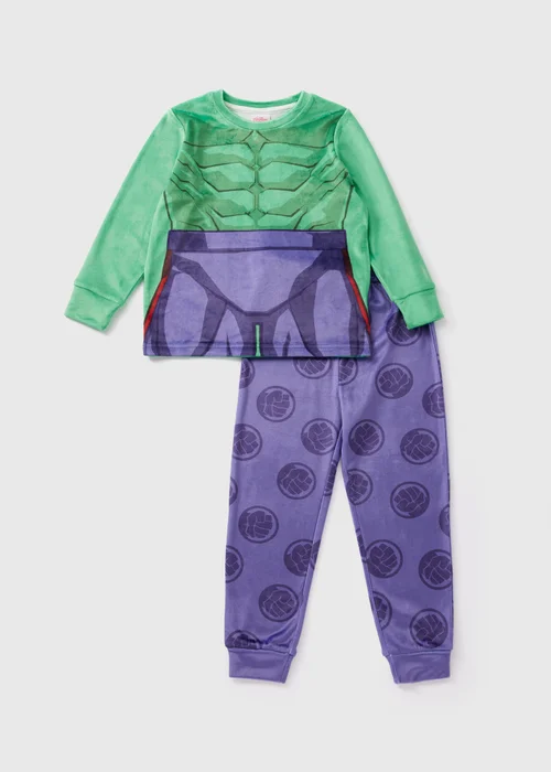 Marvel Boys Green Hulk Fleece Pyjama Set (3-9yrs) - Age 3 Years Image 1