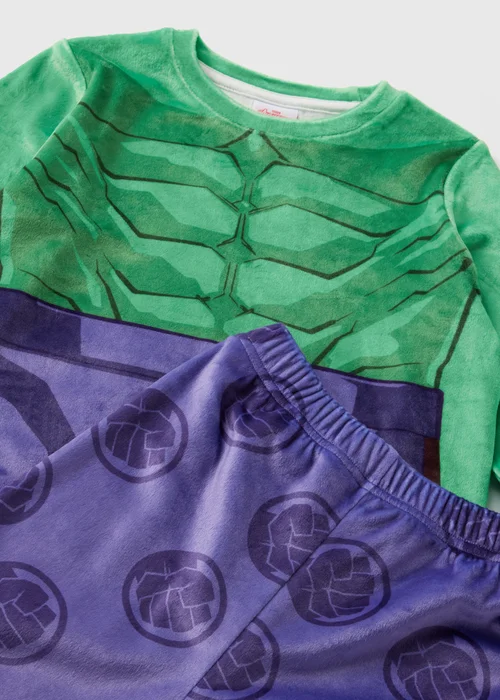 Marvel Boys Green Hulk Fleece Pyjama Set (3-9yrs) - Age 3 Years Image 2