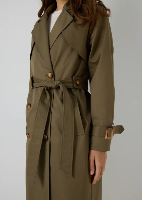 Et Vous Khaki Hooded Trench Coat - 8 Image 3