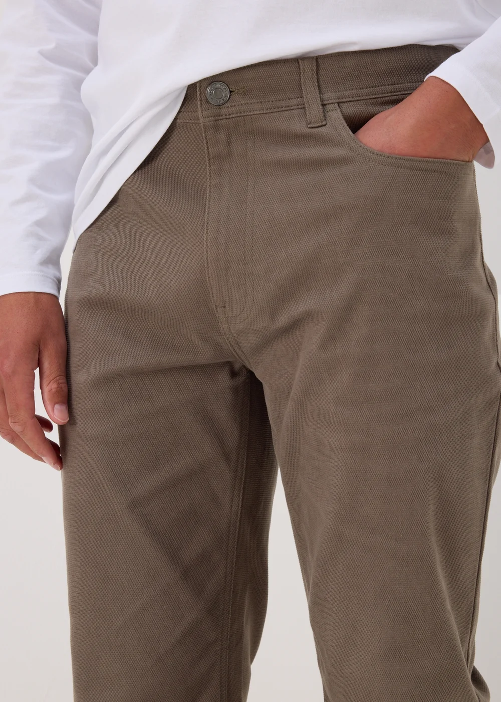 Brown Textured Chinos - 30 Waist Regular Image 3