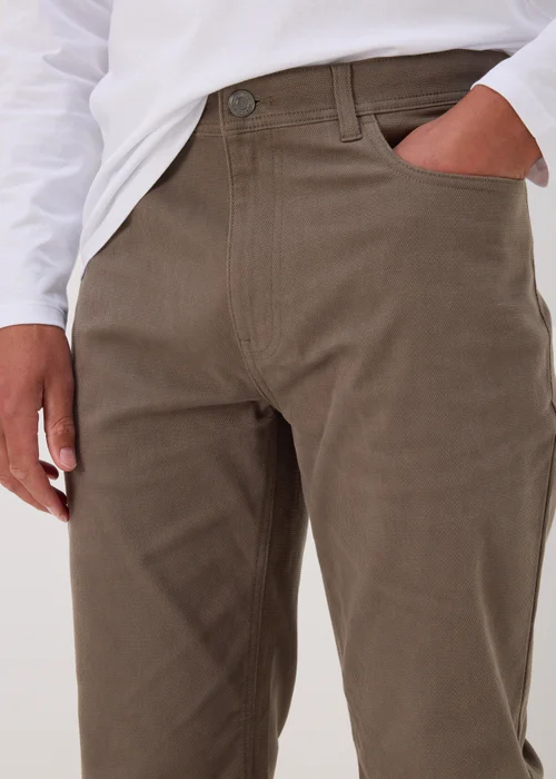 Brown Textured Chinos - 30 Waist Regular Image 3