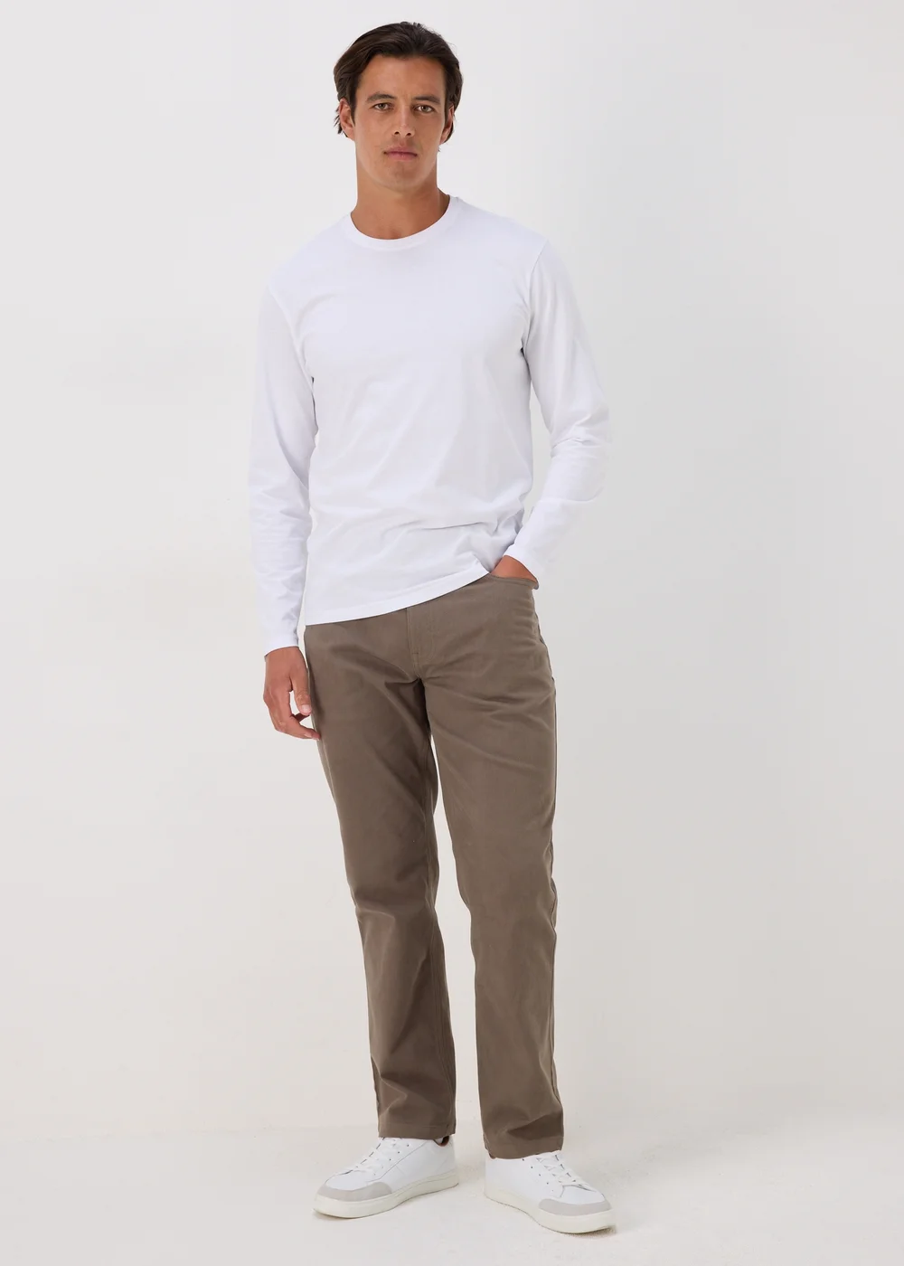 Brown Textured Chinos - 30 Waist Regular Image 1
