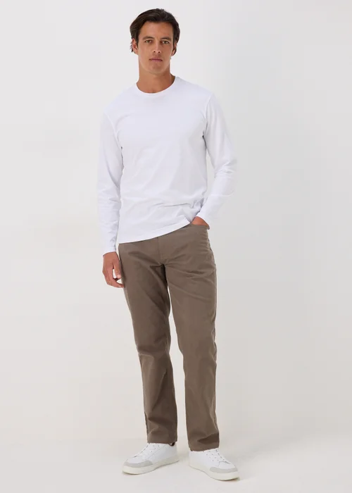 Brown Textured Chinos - 30 Waist Regular Image 1