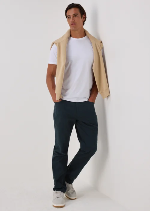 Navy Textured Chinos - 30 Waist Regular Image 4