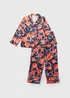 Girls Navy Pumpkin Satin Pyjama Set (10-12yrs) - Age 10 Years Image 1