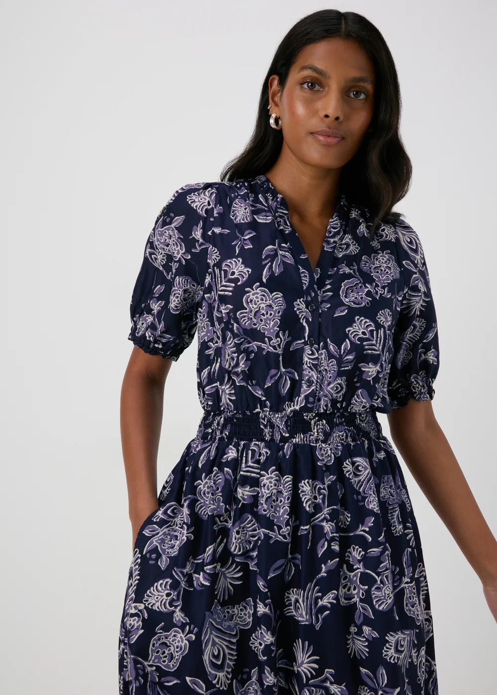 Navy Paisley Midi Dress - 8 Image 3