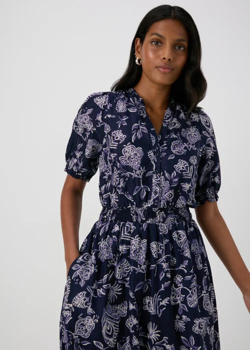 Navy Paisley Midi Dress - 8 Image 3