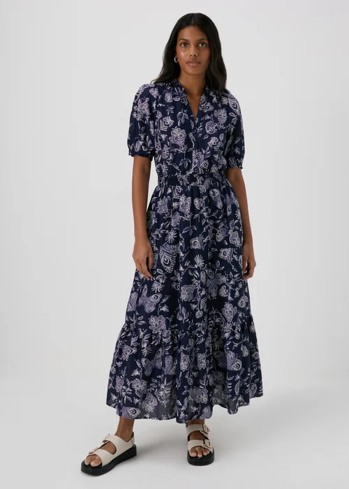 Navy Paisley Midi Dress - 8 Image 1