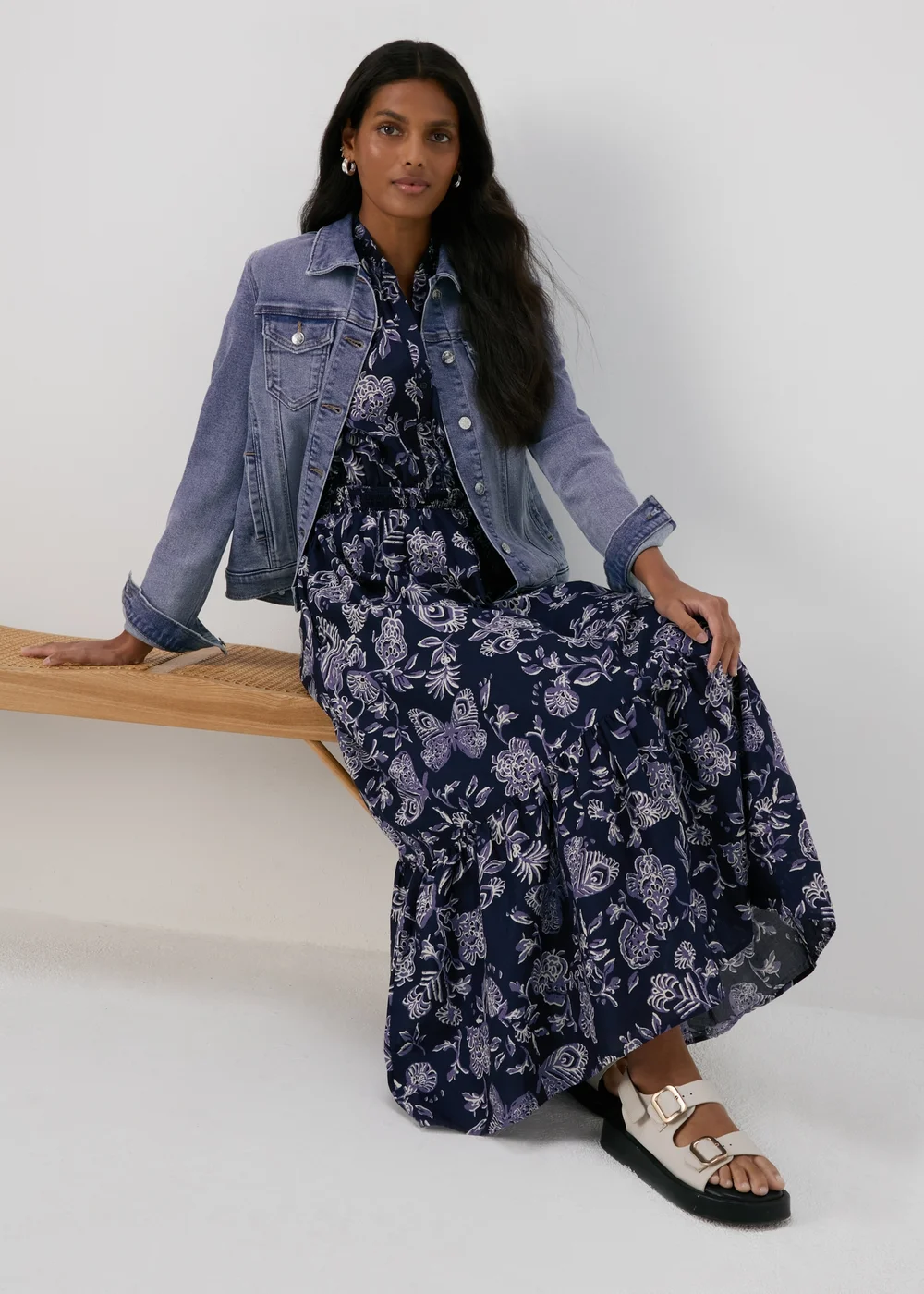 Navy Paisley Midi Dress - 8 Image 4