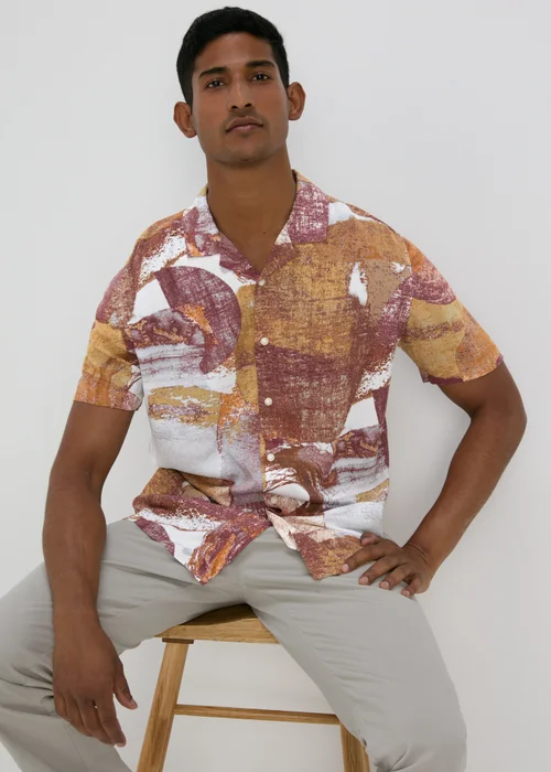 Peach Abstract Print Shirt - S Image 1