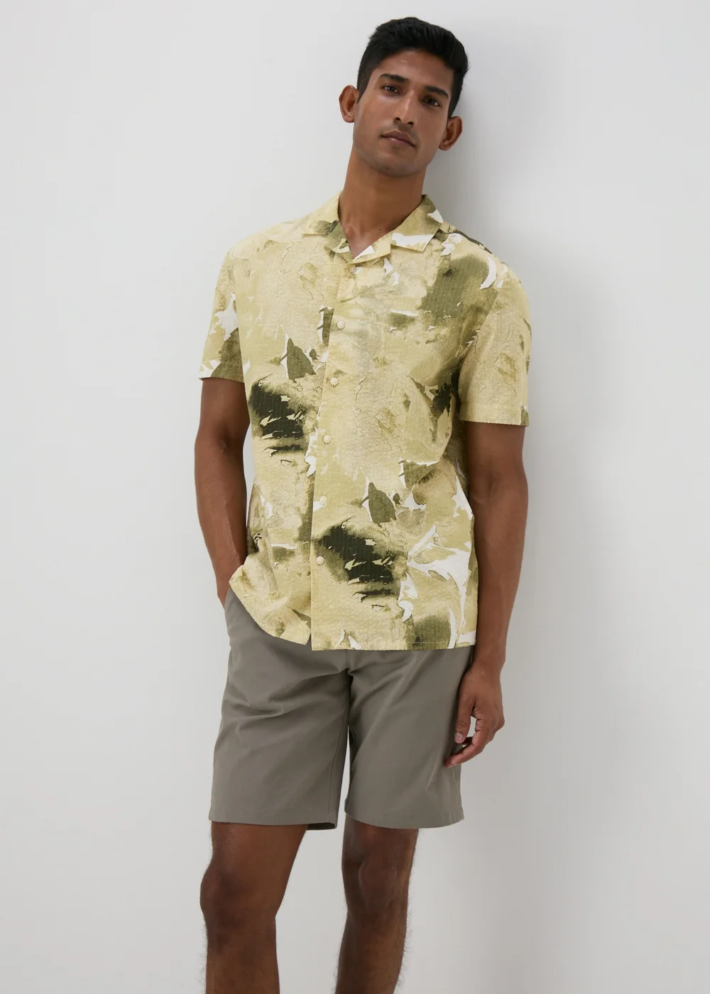 Lime Textured Shadow Print Shirt - S Image 1