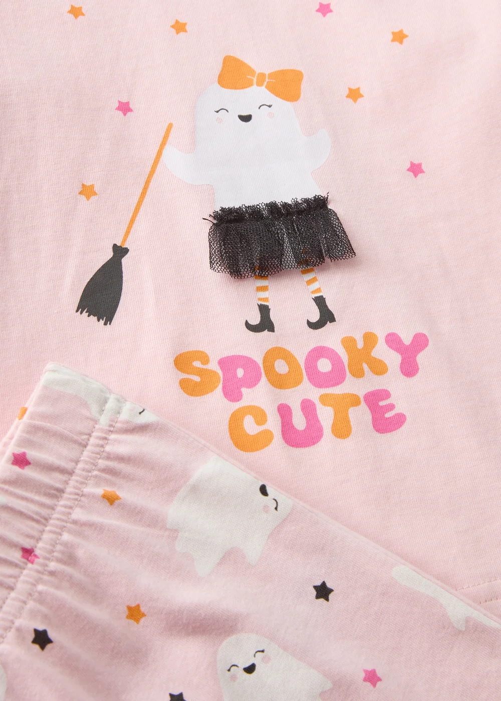 Girls Pink Halloween Top & Bottoms Pyjama Set (1-7yrs) - 1 half year to 2 Image 2