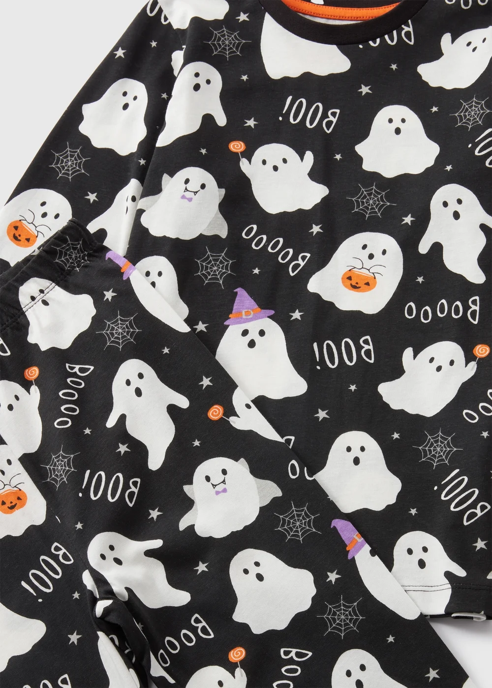 Girls Black Ghost Print Top & Bottoms Pyjama Set (1-13yrs) - 1 half year to 2 Image 2