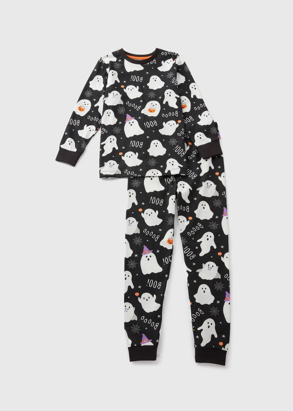 Girls Black Ghost Print Top & Bottoms Pyjama Set (1-13yrs) - 1 half year to 2 Image 1