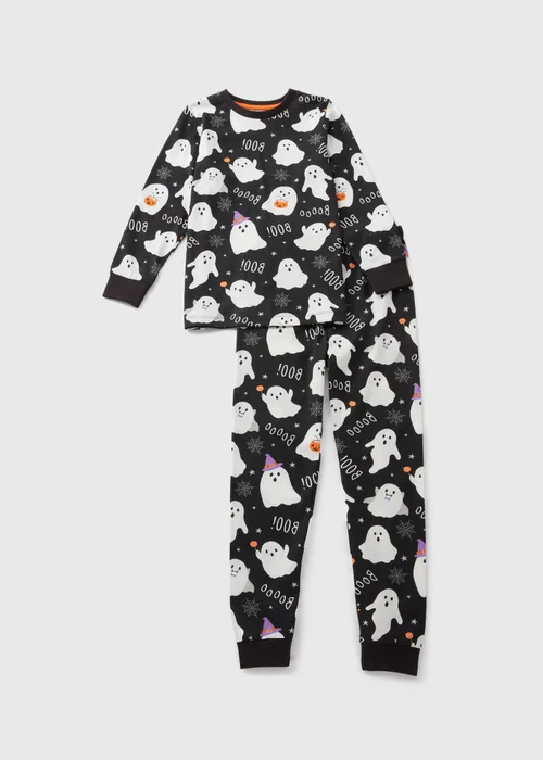 Girls Black Ghost Print Top & Bottoms Pyjama Set (1-13yrs) - 1 half year to 2 Image 1
