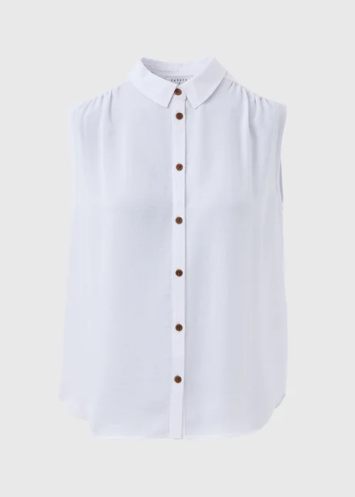 White Sleeveless Button Shirt - 8 Image 5